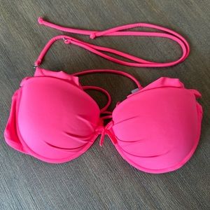 Victoria’s Secret Swim- Bikini Top 34D- strapless or tie/neon pink